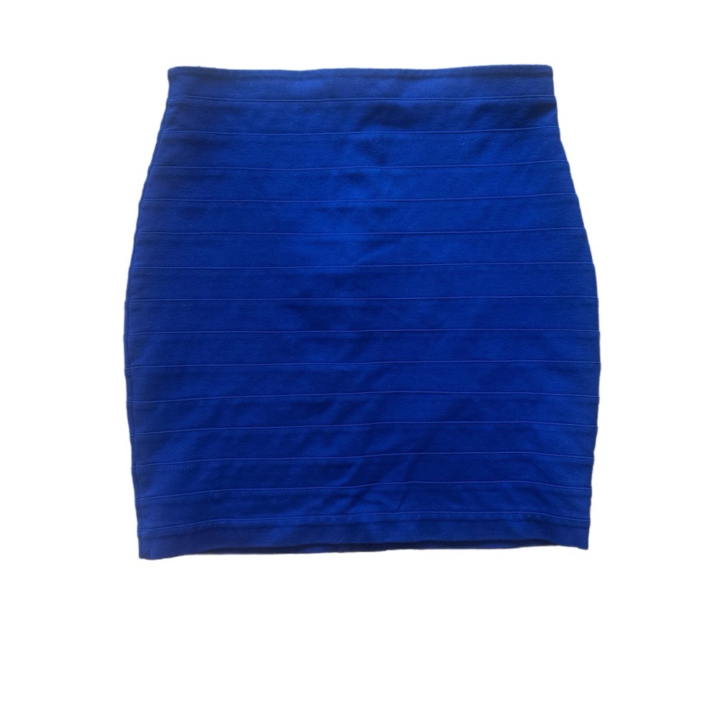 Express Blue Ribbed Mini Pencil Skirt Night Out